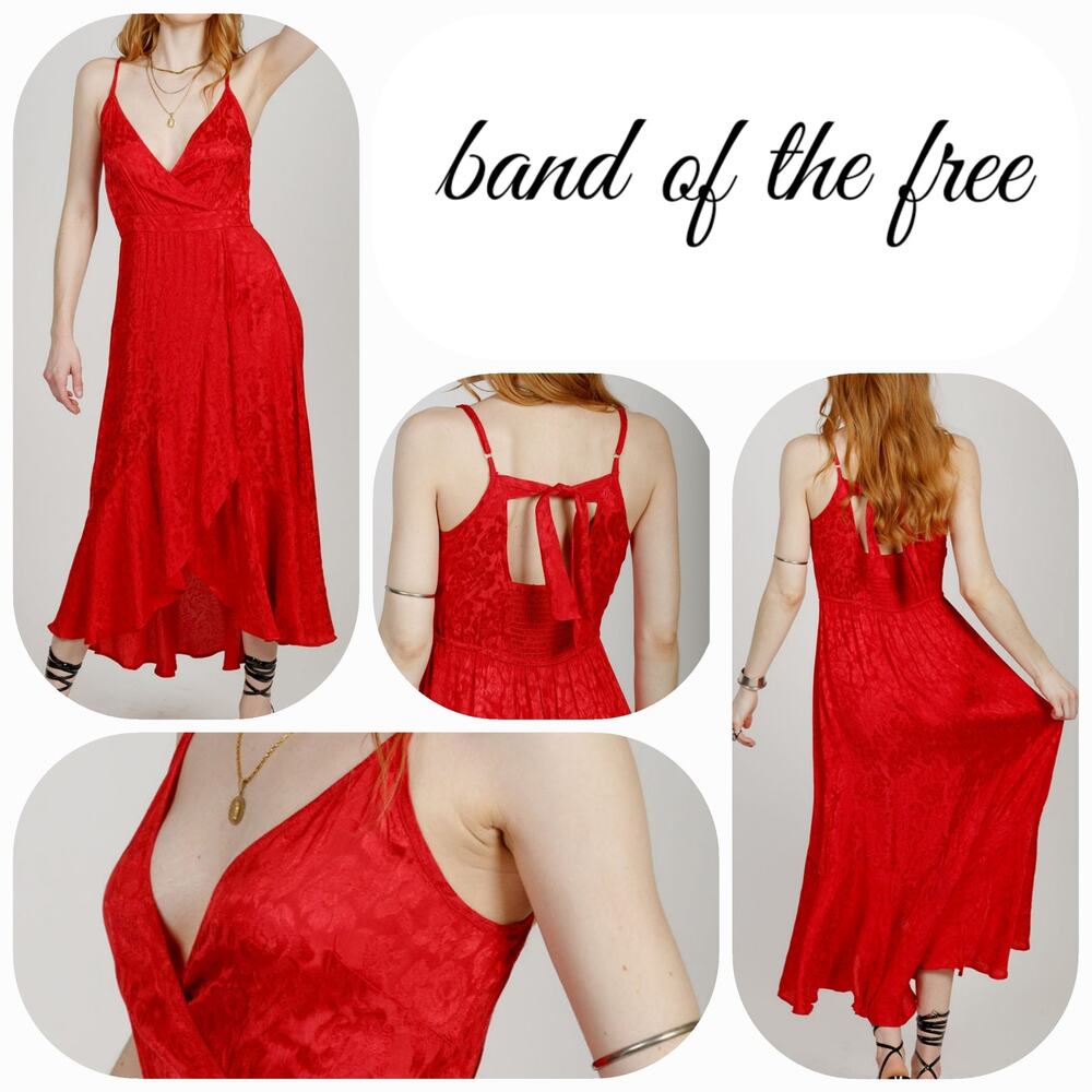 NWT B.O.G. Band of the Free Anina Faux Wrap Midi Dress Sz. L [12]‎ Ruby Red